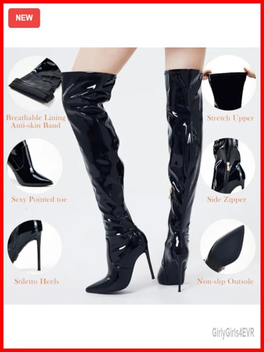 Suede Over the Knee Stiletto Boots with Side Zipper, Pointed Toe, Memory Foam